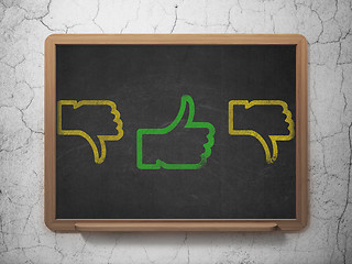 Image showing Social media concept: thumb up icon on School Board background