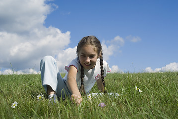 Image showing Girl and camomiles I