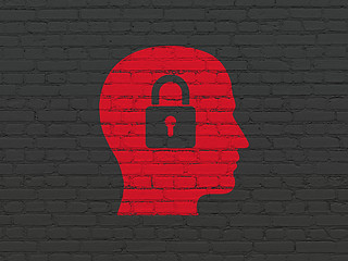 Image showing Information concept: Head With Padlock on wall background