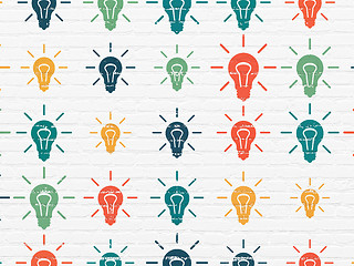 Image showing Finance concept: Light Bulb icons on wall background