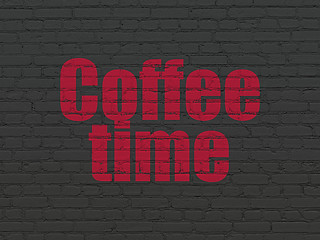 Image showing Timeline concept: Coffee Time on wall background