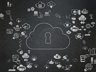 Image showing Cloud computing concept: Cloud With Keyhole on School Board background