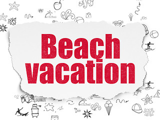 Image showing Travel concept: Beach Vacation on Torn Paper background