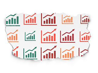 Image showing Finance concept: Growth Graph icons on Torn Paper background