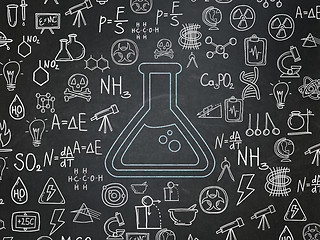 Image showing Science concept: Flask on School Board background