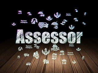 Image showing Insurance concept: Assessor in grunge dark room