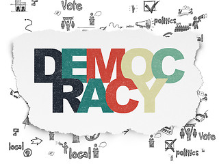 Image showing Political concept: Democracy on Torn Paper background