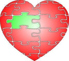 Image showing Jigsaw puzzle red heart 