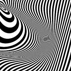 Image showing Black and white abstract striped background. Optical Art. 