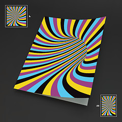 Image showing A4 Business Blank. Abstract Striped Background. Optical Art. 