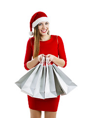 Image showing \rSanta Woman with shopping bags