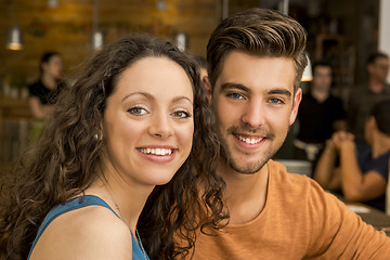 Image showing Happy couple at the restaurant