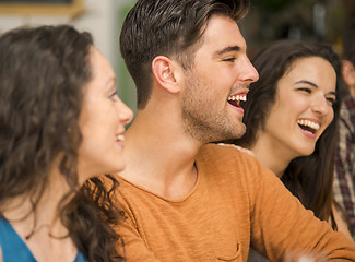 Image showing Friends having fun at the restaurant