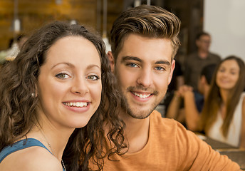 Image showing Happy couple at the restaurant
