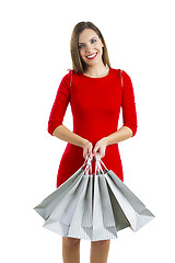 Image showing Woman with shopping bags