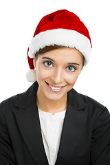 Image showing Beautiful woman with a Santa hat