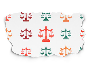 Image showing Law concept: Scales icons on Torn Paper background