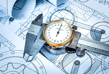 Image showing Ball bearings and Metal vernier caliper