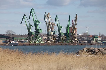 Image showing Dock with cranes