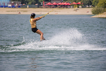 Image showing Young girl wakeboarder