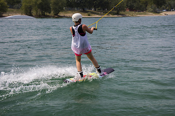 Image showing Young girl wakeboarder