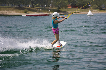 Image showing Young girl wakeboarder