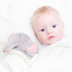 Image showing Baby with plush toy.