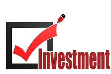Image showing Check mark with investment word