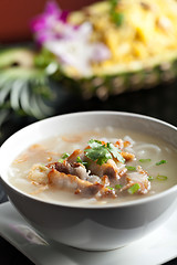 Image showing Thai Noodle Soup with Crispy Pork