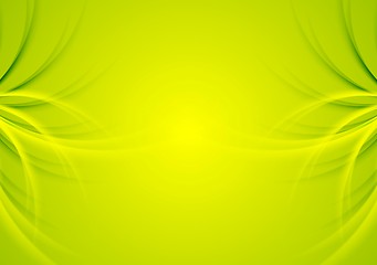 Image showing Abstract green shiny waves background