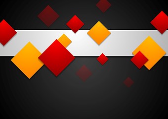 Image showing Red and orange geometric squares on black background