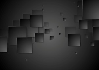 Image showing Dark black geometric squares tech background