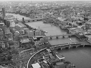Image showing Black and white Aerial view of London