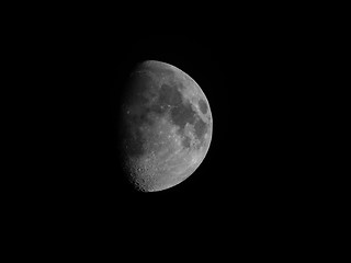 Image showing Black and white Gibbous moon