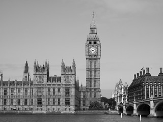 Image showing Black and white Houses of Parliament in London