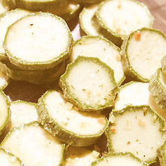 Image showing Retro looking Courgettes zucchini