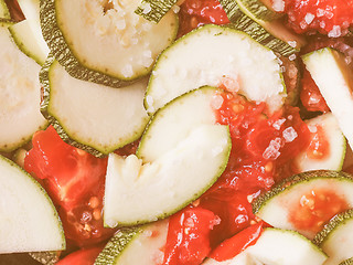 Image showing Retro looking Zucchini with tomato