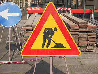 Image showing Road works sign