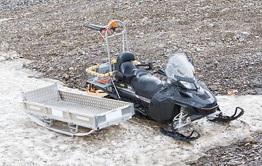 Image showing Black snowmobile