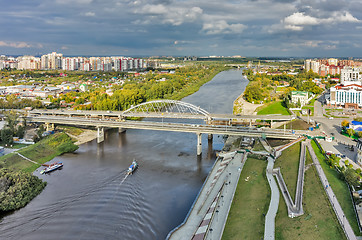 Image showing Old bridge and construction new one. Tyumen.Russia