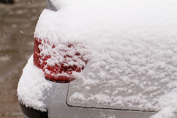 Image showing Snowy car