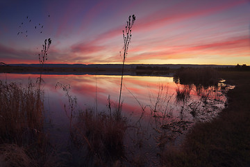 Image showing Sunset over Duralia Lake Penrith and reflections