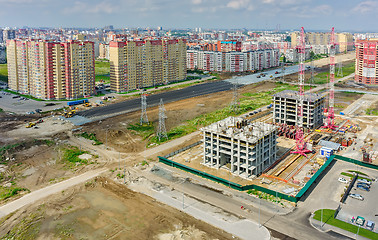 Image showing Construction of residential houses and road.Tyumen