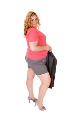 Image showing Blond plus size woman in shorts.