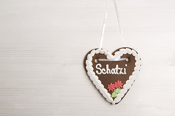 Image showing Bavarian ´darling´ gingerbread heart for Oktoberfest backgroun