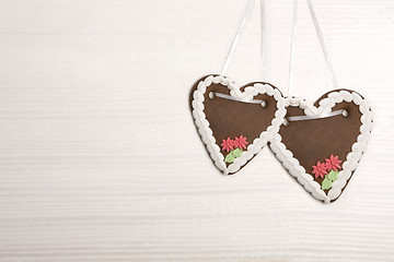 Image showing Bavarian gingerbread hearts for Oktoberfest background