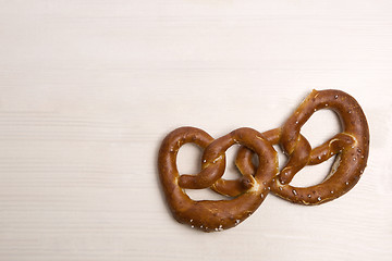 Image showing Bavarian pretzel on a white background