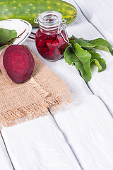 Image showing Beetroots rustic wooden table 