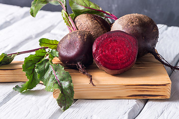 Image showing Beetroots rustic wooden table 