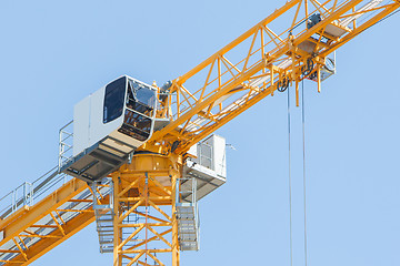 Image showing Yellow crane and blue sky 